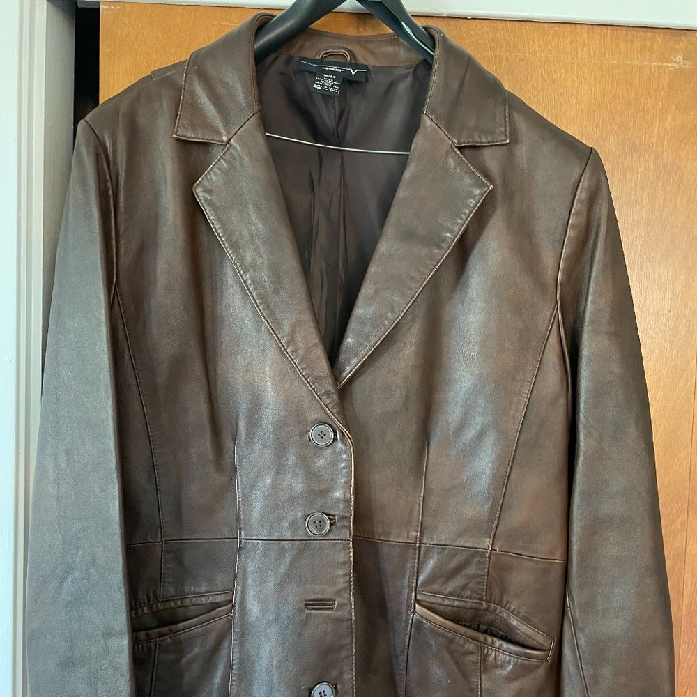 Venezia Leather Blazer Brown